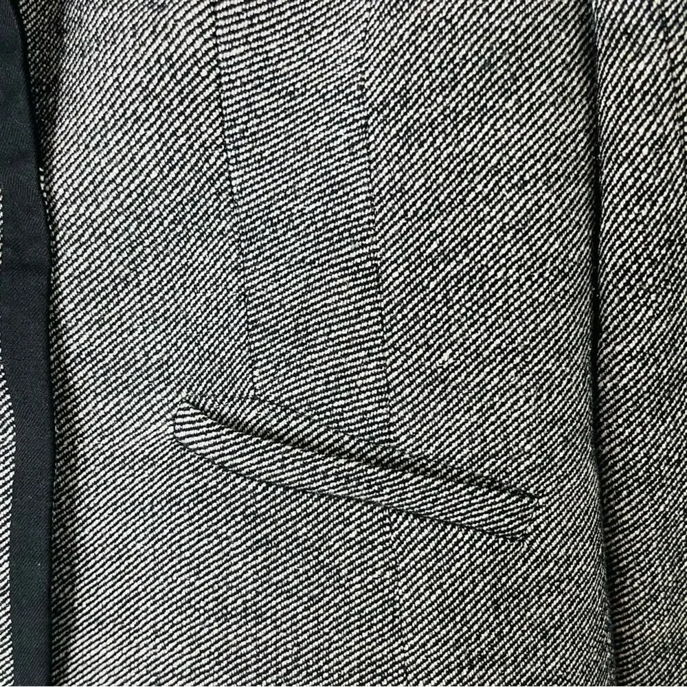 Trina Turk black white silk wool button preppy academia office blazer medium - Picture 4 of 8